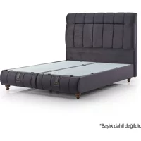Armis Barok 150 x 200 cm Başlıksız Çift Kişilik Sandıklı Baza Antrasit