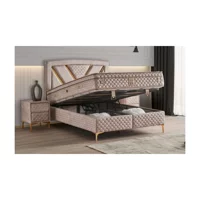 Md Niobe 150 x 200 cm Ayrılabilen Başlıksız Çift Kişilik Sandıklı Baza Krem