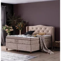 Weltew Home Ottoman 150 x 200 cm Ayrılabilen Başlıklı Çift Kişilik Sandıklı Baza Seti Krem