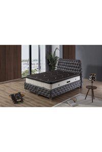 Hammak Home Viva 150 x 200 cm Ayrılabilen Yataklı Başlıklı Çift Kişilik Sandıklı Baza Seti Gri