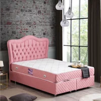 Setay 150 x 200 cm Ayrılabilen Başlıklı Çift Kişilik Sandıklı Baza Seti Pembe