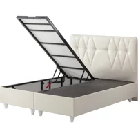 Belletto 140 x 190 cm Ayrılabilen Başlıklı Çift Kişilik Sandıklı Baza Seti Krem