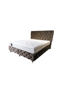 Lotus Yatak Arıa 160 x 200 cm Başlıklı Çift Kişilik Sandıklı Baza Kahverengi