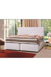 Vivense Silwer 150 x 200 cm Ayrılabilen Başlıksız Çift Kişilik Sandıklı Baza Seti Beyaz