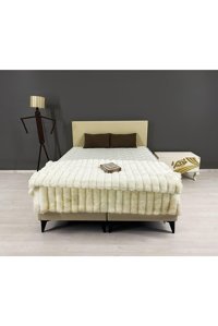 İpek Mobilya Ecostil 140 x 190 cm Yataklı Başlıklı Çift Kişilik Baza Seti Bej