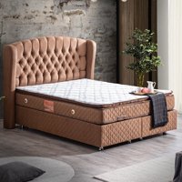 Setay Nice 200 x 150 cm Ayrılabilen Yataklı Başlıklı Çift Kişilik Sandıklı Baza Seti Kahverengi