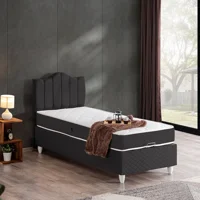 Cesur Trend 120x200 cm Başlıklı Yataklı Sandıklı Tek Kişilik Baza Seti Antrasit