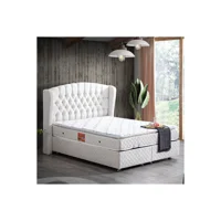 Setay Nice 190 x 140 cm Ayrılabilen Başlıklı Çift Kişilik Sandıklı Baza Seti Krem