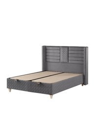 Mobilya Dükkanım Yaren 140 x 200 cm Başlıklı Çift Kişilik Sandıklı Baza Seti Gri
