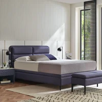 Yataş Botanic 140 x 190 cm Başlıklı Çift Kişilik Sandıklı Baza Seti Lacivert