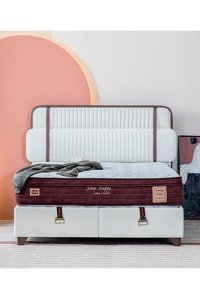 Weltew Yatak Sleep Happy 180 x 200 cm Ayrılabilen Başlıklı Çift Kişilik Sandıklı Baza Seti Beyaz