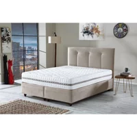 İpek Mobilya 150 x 200 cm Başlıklı Çift Kişilik Sandıklı Baza Seti Bej