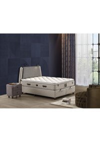Mobilya Dükkanım Eynur 180 x 200 cm Yataklı Başlıklı Çift Kişilik Sandıklı Baza Seti Krem