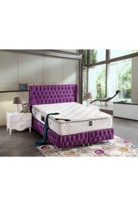 Bora Yatak Seta 120 x 200 cm Ayrılabilen Yataklı Başlıklı Çift Kişilik Sandıklı Baza Seti Mor