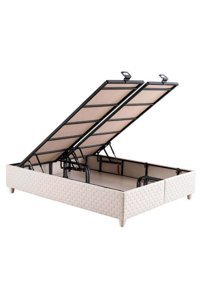 Gündoğdu Mobilya Diamond 180 x 200 cm Başlıksız Çift Kişilik Sandıklı Baza Seti Beyaz
