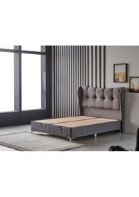Md Viscomfort 150 x 200 cm Ayrılabilen Başlıklı Çift Kişilik Sandıklı Baza Seti Gri