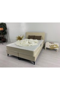 İpek Mobilya Ecostil 140 x 190 cm Ayrılabilen Başlıklı Çift Kişilik Sandıklı Baza Seti Bej