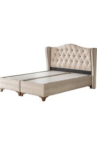 Hammak Home Saltanat 160 x 200 cm Ayrılabilen Başlıklı Çift Kişilik Sandıklı Baza Seti Bej
