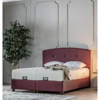 Weltew Home Bella 150 x 200 cm Ayrılabilen Başlıklı Çift Kişilik Sandıklı Baza Seti Bordo