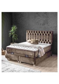 Weltew Home Premium Brand Ayrılabilen Başlıklı Çift Kişilik Sandıklı Baza Seti Kahve