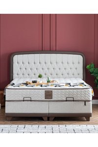 Weltew Yatak Carmen 180 x 200 cm Ayrılabilen Başlıklı Çift Kişilik Sandıklı Baza Seti Beyaz