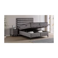 Md Riva 150 x 200 cm Ayrılabilen Başlıksız Çift Kişilik Sandıklı Baza Gri