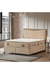 Flora Beddıng Mayer Soft Flex 140 x 200 cm Ayrılabilen Yataklı Başlıklı Çift Kişilik Sandıklı Baza Seti Bej