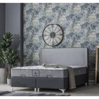 Weltew Home Star 150 x 200 cm Ayrılabilen Başlıklı Çift Kişilik Sandıklı Baza Seti Füme