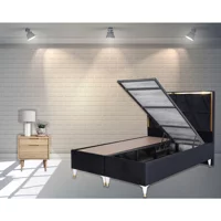 Berksan Uyku Dünyası 140 x 200 cm Başlıklı Çift Kişilik Sandıklı Baza Seti Siyah