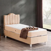 Setay Trend 120x200 cm Başlıklı Yataklı Sandıklı Tek Kişilik Baza Seti Bej