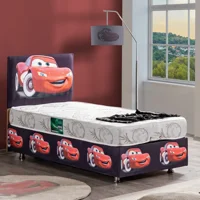 Setay Cars 90x190 cm Başlıklı Yataklı Sandıklı Tek Kişilik Baza Seti Krem