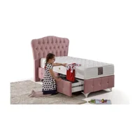 Mobilya Dükkanım Angel- Smart 100x200 cm Başlıklı Sandıklı Tek Kişilik Baza Seti Pembe