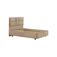 Mobilya Dükkanım Tetra 120x200 cm Başlıklı Sandıklı Tek Kişilik Baza Seti Krem