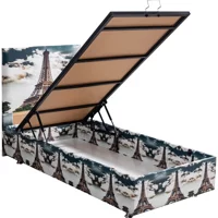 Setay Eyfel 90x190 cm Başlıklı Yataklı Sandıklı Tek Kişilik Baza Seti Krem