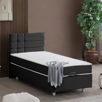Setay Almada 90x190 cm Başlıklı Yataklı Sandıklı Tek Kişilik Baza Seti Antrasit