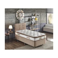 Niron Yatak Queen 90x190 cm Başlıklı Yataklı Sandıklı Tek Kişilik Baza Seti Kahverengi