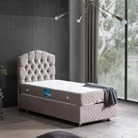 Setay Zümrüt 100x200 cm Başlıklı Sandıklı Tek Kişilik Baza Seti Gri