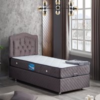 Setay Şah 90x200 cm Başlıklı Sandıklı Tek Kişilik Baza Seti Antrasit Gri