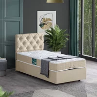 Setay Eylül 100x200 cm Başlıklı Yataklı Sandıklı Tek Kişilik Baza Seti Krem