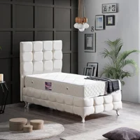Setay Duke Lüx 100x200 cm Başlıklı Yataklı Sandıklı Tek Kişilik Baza Seti Krem