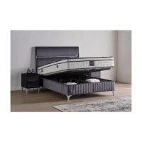 Mobilya Dükkanım Silver 100x200 cm Başlıksız Sandıklı Tek Kişilik Baza Seti Siyah