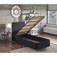 Niron Yatak Piano 80x180 cm Başlıklı Sandıklı Tek Kişilik Baza Seti Siyah