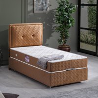 Setay Vectra 100x200 cm Başlıklı Sandıklı Tek Kişilik Baza Seti Kahverengi