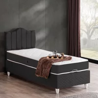 Setay Trend 100x200 cm Başlıklı Yataklı Sandıklı Tek Kişilik Baza Seti Antrasit