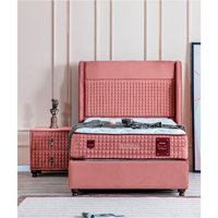 Weltew Yatak Natural 90x190 cm Başlıklı Sandıklı Tek Kişilik Baza Seti Pembe