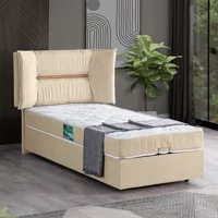 Setay Lizbon 90x190 cm Başlıklı Sandıklı Tek Kişilik Baza Seti Krem