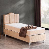 Setay Trend 90x200 cm Başlıklı Yataklı Sandıklı Tek Kişilik Baza Seti Bej