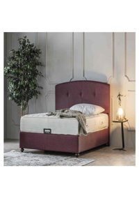 Weltewhome Bella 100x200 cm Başlıklı Sandıklı Tek Kişilik Baza Seti Bordo