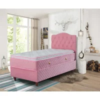 Zelis Mobilya Lüx Zelis 90x190 cm Başlıklı Yataklı Sandıklı Tek Kişilik Baza Seti Pembe