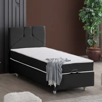 Cesur Wick 120x200 cm Başlıklı Yataklı Sandıklı Tek Kişilik Baza Seti Antrasit